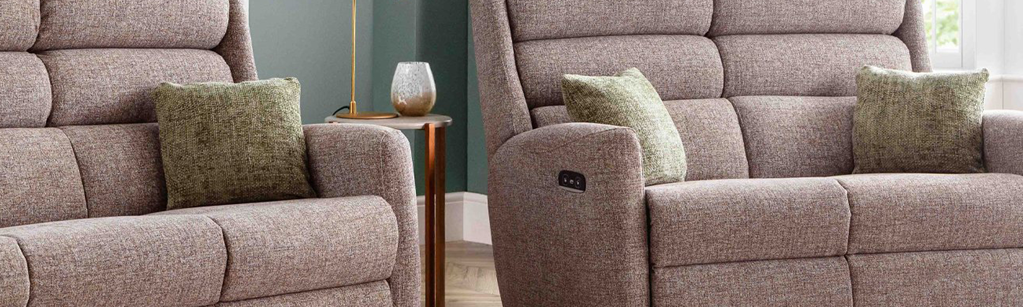 Fabric 2 Power Recliner Seater Sofas